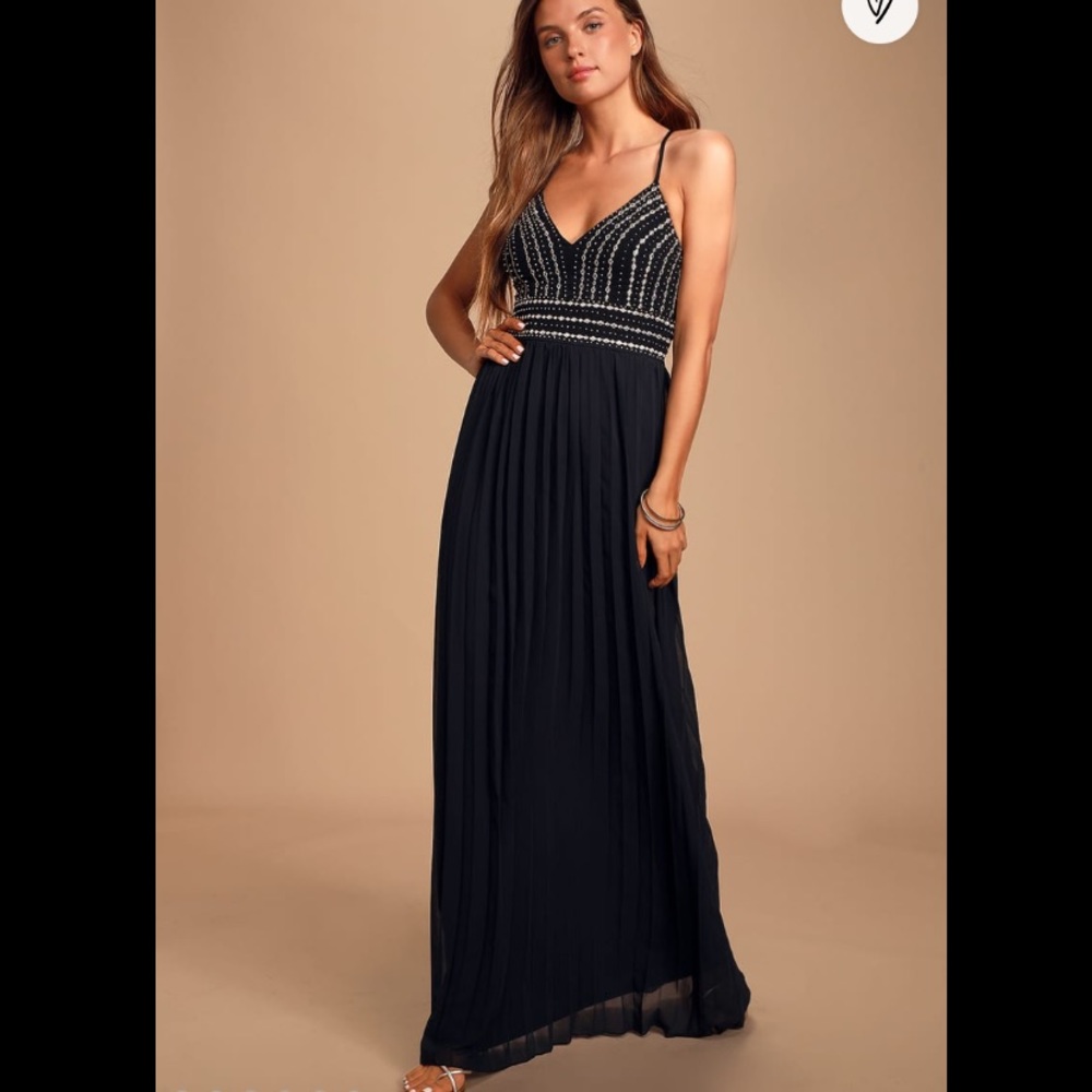 Lulu’s Glamorous Gala Black Embroidered Maxi Dress
